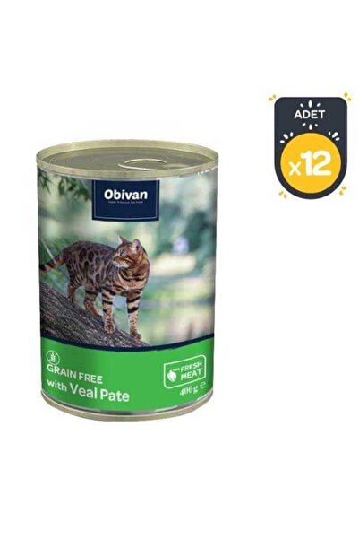 obivan Tahılsız Somon Balıklı Ezme Yetişkin Kedi Konservesi 400 Gr X 12 Adet