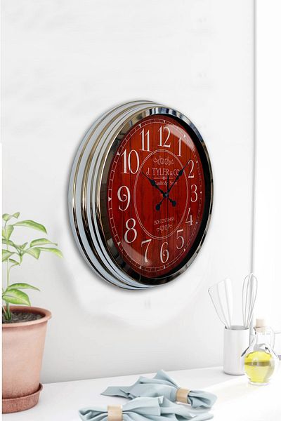 Kasva Concept Cadou Decorativ 40 Cm Crom Metal Boston 2 Ceas de Perete