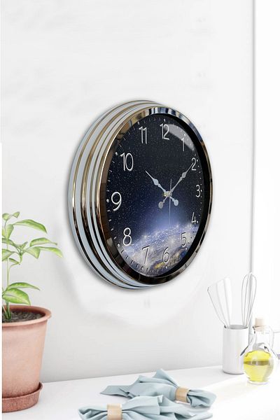 Kasva Concept 40 cm Chrome Metal Strawberry Kitchen Wall Clock