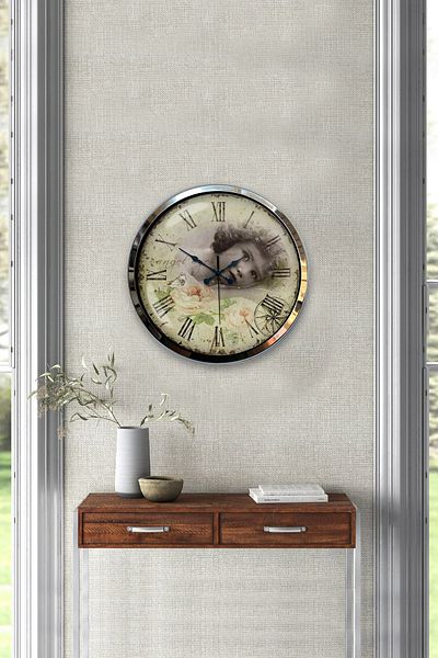 Kasva Concept Δώρο Διακοσμητικό Ρολόι τοίχου 40 cm Chrome Metal Angel Eyes