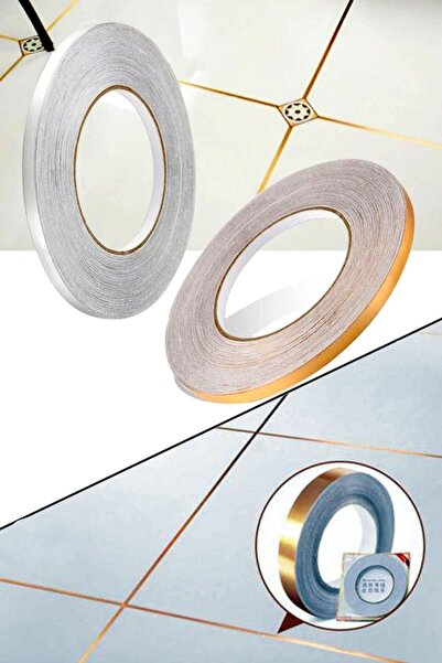 Chermik Fayans Arası Yapışkanlı Folyo Derz Bandı Şerit Bant Gold 0.5 Cm 50 Me...