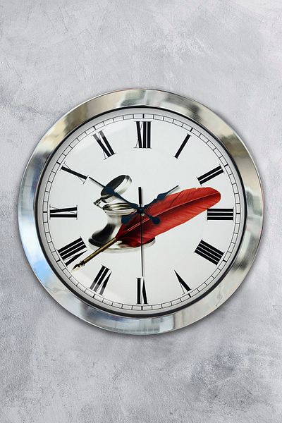 Kasva Concept Gift 36 cm Chrome Metal Vintage Wall Clock