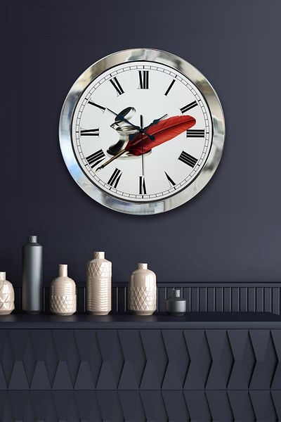 Kasva Concept Gift 36 cm Chrome Metal Vintage Wall Clock