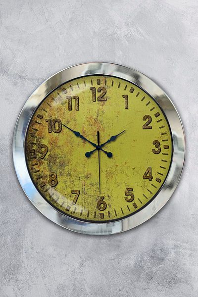 Kasva Concept Gift 36 cm Chrome Metal Butterfly Wall Clock