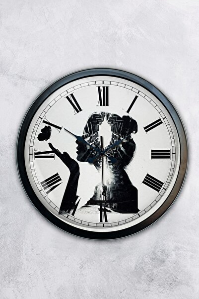 AİB STORE هدية ساعة حائط فنية معدنية سوداء مقاس 40 سم