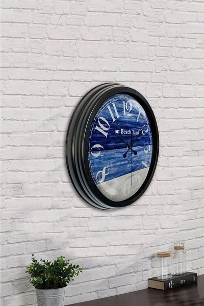 Kasva Concept Ceas de perete Beach Time din metal negru de 40 cm