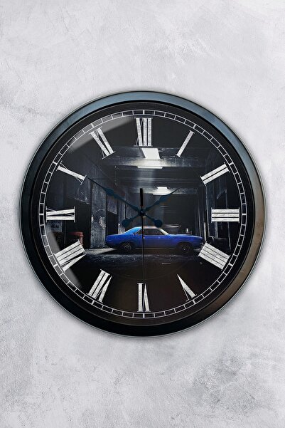 Platin Saat هدية ساعة حائط سيارة معدنية سوداء مقاس 40 سم