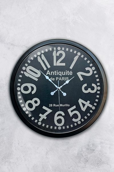 Kasva Concept Gift 40 cm Black Metal Antique Wall Clock