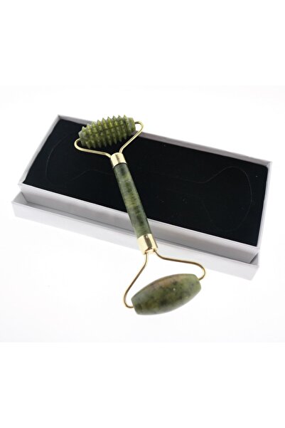 İLTERUS Doğaltaş Yeşim Jade Face Roller Masaj Taşı (BİR TARAFI TIRTIKLI)