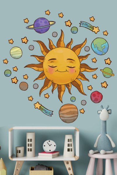 Echo Home Solar System And Space Wall Sticker Water Color Colors