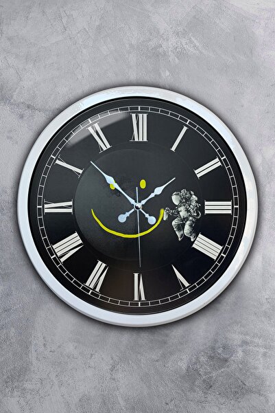 Platin Saat هدية ساعة حائط معدنية بيضاء مقاس 40 سم على شكل مريخ