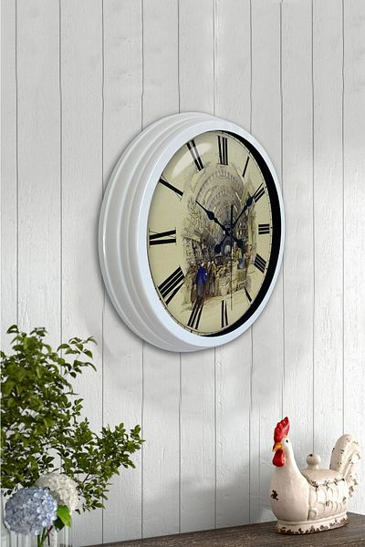 Kasva Concept 40 cm White Metal Old Bazaar Wall Clock