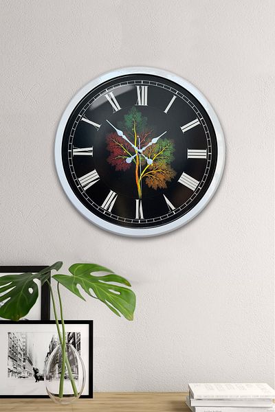 Kasva Concept Gift 40 Cm White Metal Tree Wall Clock