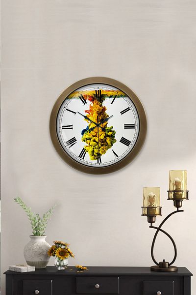 Kasva Concept Gift 36 cm Antique Metal Color World Wall Clock