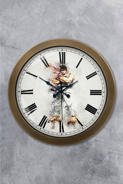 Kasva Concept Gift 36 cm Antique Metal Street Fighter Wall Clock