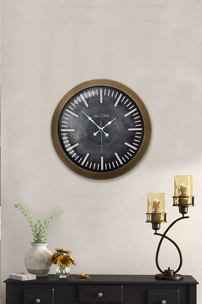 Kasva Concept Gift 36 cm Tumbled Metal Bulova Wall Clock