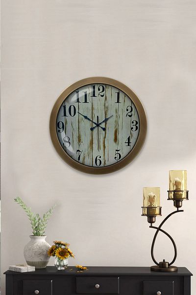 Kasva Concept 36 cm Antique Metal Primary Number Wall Clock
