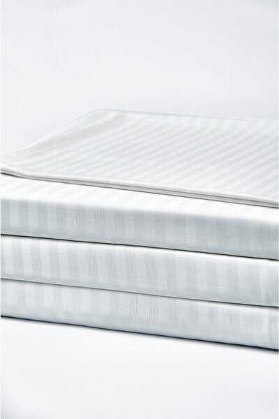 Otello Striped Satin Elastic Sheet Double 84 Wire 160x200x22 Cm Fitted