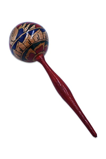 Hedicaret Marakas Ahşap Aborjin Kırmızı Çıngırak Perküsyon El Yapımı