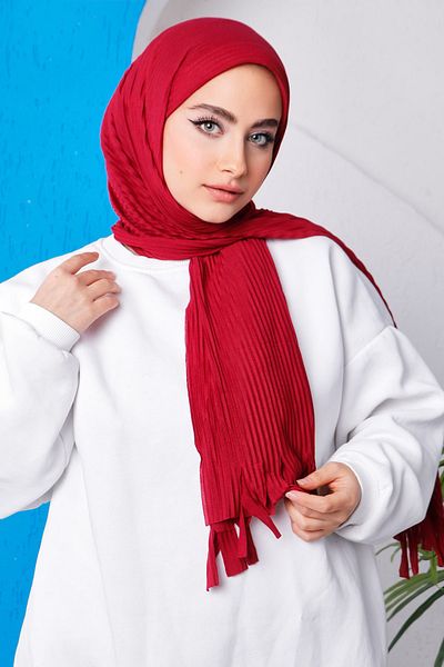 İmajButik Κόκκινο Μοντέρνο Μπλε Πλισέ Πρακτικό Σάλι