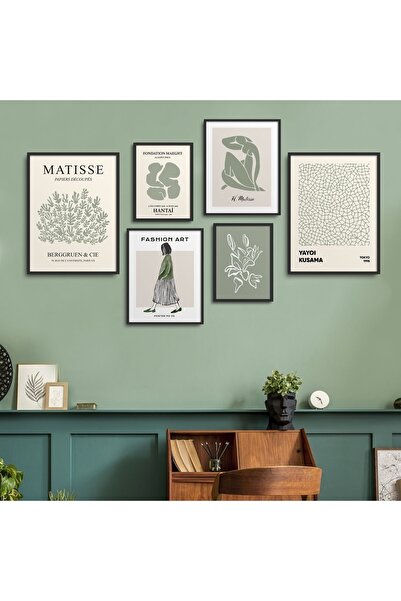 HOMEPACK Σετ 6 Πλαισιωμένη Τέχνη Τοίχου Henry Matisse Ζωγραφική Μαύρο Λευκό Ξ...