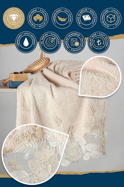 Nazik Home Florence Towel Beige 90-150