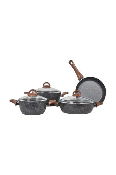 CENA Karizma Gri Granit Tencere Seti 7 Pcs