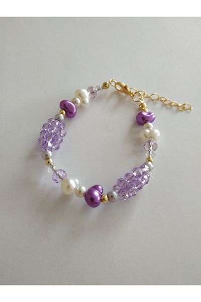 Fata Morgana Accessory Purple Grape Bead Bracelet with Pearls