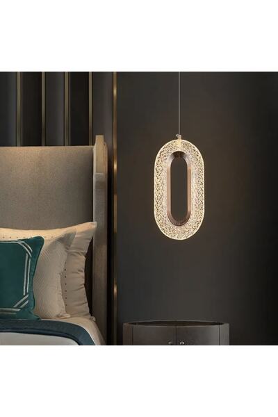Fico Home Luxury Crystal Modern Tekli Sarkıt Led Avize Gold Sarı