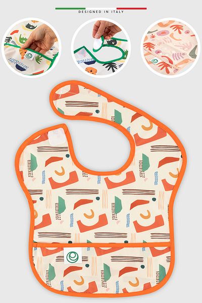 Elele Life Baby Food Bib Liquid Proof Stain Resistant Pocket 6-24 Months Shapes
