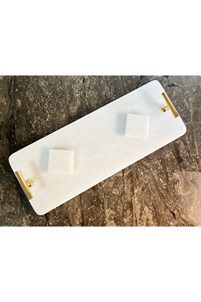 Modestmar Doğal Beyaz Mermer Söz Nişan Tepsisi 15x40 Düz Beyaz Ve Yüzük Yükse...