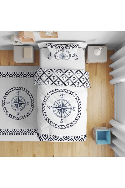 instababyrooms طقم غطاء لحاف مفرد مطبوع رقمي لغرفة الأطفال بدون ملاءات 160 × 220 سم Model0088
