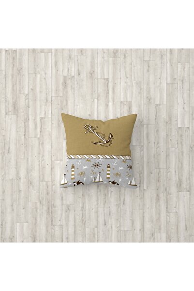 Talia Home Husă de pernă de 3 bucăți pentru cameră pentru copii și bebeluși cu model de ancoră maro Tlakr-015