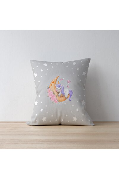 Talia Home Husă de pernă de 3 bucăți pentru cameră pentru copii și bebeluși cu model de unicorn gri Tlakr-079