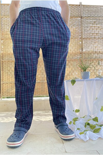 Betimoda Ανδρική φόρμα γυμναστικής 100% βαμβακερή ελαστική μέση με τσέπες πιτζάμα λευκό ριγέ