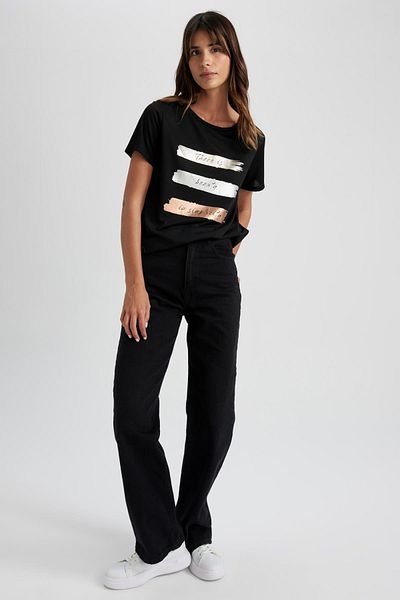 DeFacto Regular Fit Crew Neck Printed Short Sleeve T-Shirt