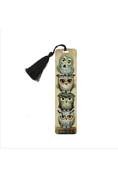 Sadrazam Cute Owls Printed, Tasseled Bookmark (gift Bookmark, bookmark-119)