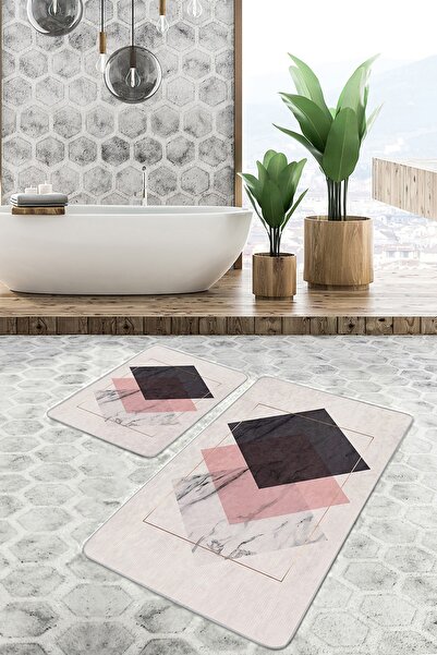 Realhomes Pink - Geometric Motif Marble on Ecru Floor Simple & Stylish Geomet...