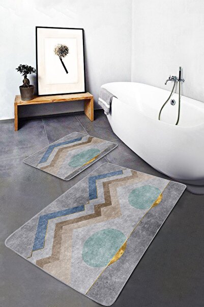 Realhomes 2'li Gri Zeminde Geometrik Motifli Zikzak Desenli Geometrik Klasik ...