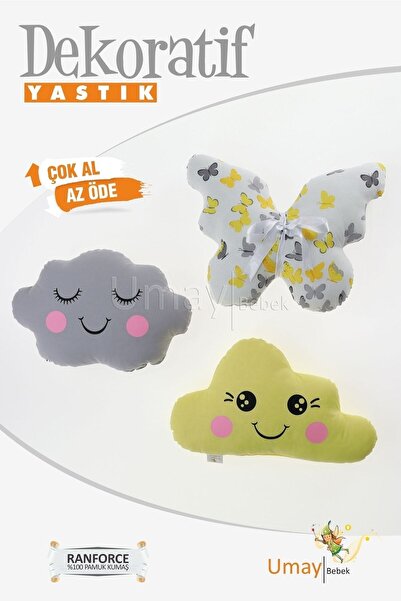 Umaybebek 3'lü Dekoratif Bebek Yastığı, Yastık - %100 Pamuk