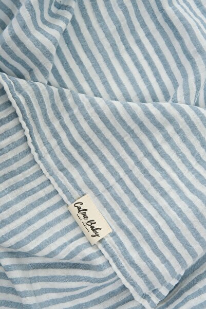 Caline Baby قماط موسلين مخطط طبقتين 20/20 - 120x120 سم أزرق