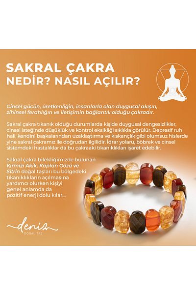 Deniz Doğal Taş Sacral Chakra Natural Stone Wide Cut Bracelet