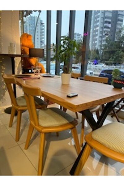 SÜPER ÇELİK Ahşap Kütük Yemek Masası Takımı