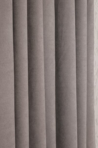 perhal perde ve halı Single Wing Gray Color Island Pleatless Background Curtain