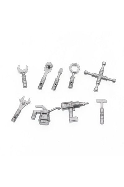 LEGO Original Accessory Moc Custom Minifigure Minifigure Silver Repair Tools 9 Pieces to Send