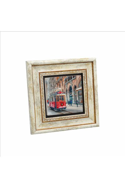 Sadrazam Tablou din piatră naturală imprimată tramvai nostalgic 20cmx20cm Krt-046