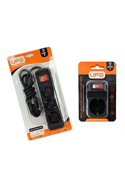 UFO Akım Korumalı Set Siyah Tekli Akım Koruma 1.5 Mt Akım Korumalı