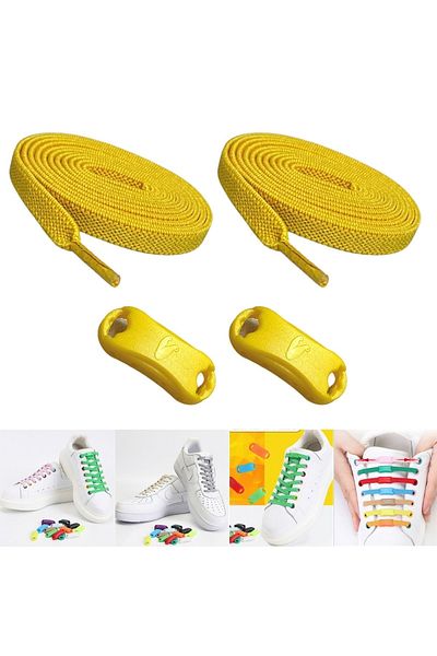 ipekbazaar Takbırak Elastic Shoelaces, Laceless Smart Laces, Yellow