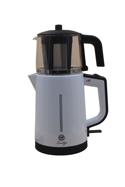 CVS DN-1529 Suadiye White-75 نموذج صانع الشاي الكهربائي الزجاجي البلاستيكي
