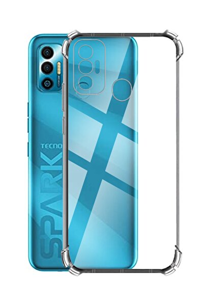 CaseWorld Tecno Spark 7 Uyumlu Kapak Kamera Korumalı Şeffaf Köşe Korumalı Sil...